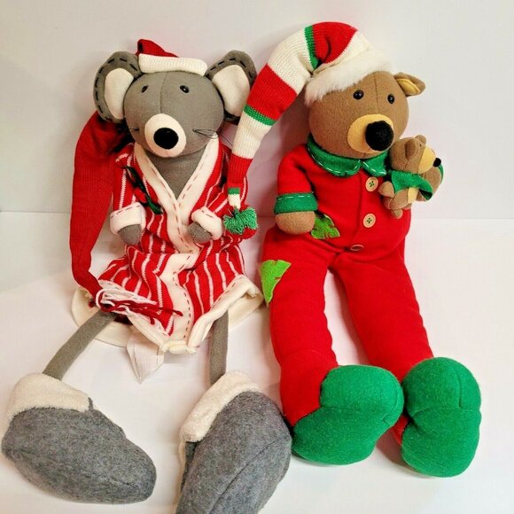 Shelf Sitters Mouse and Teddy Bear  22'' Stuffed Christmas Decor 915993 Costco - Picture 4 of 7